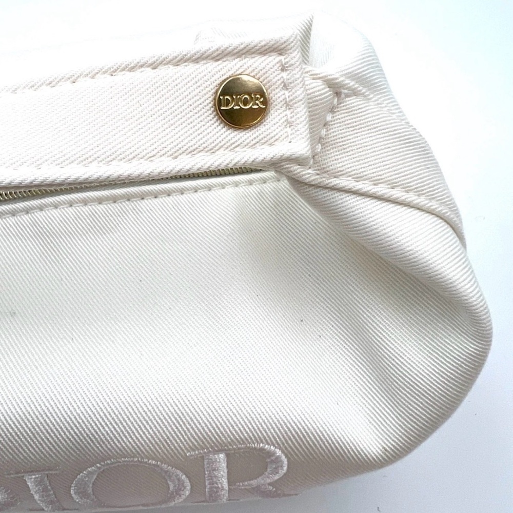 Christian Dior White Cosmetic Bag w/ Top Handle- Box Included NIB - Picture 7 of 8